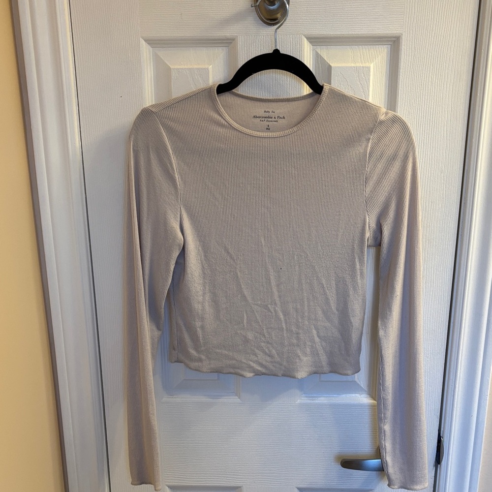 Abercrombie & Fitch Cream Long Sleeve Top